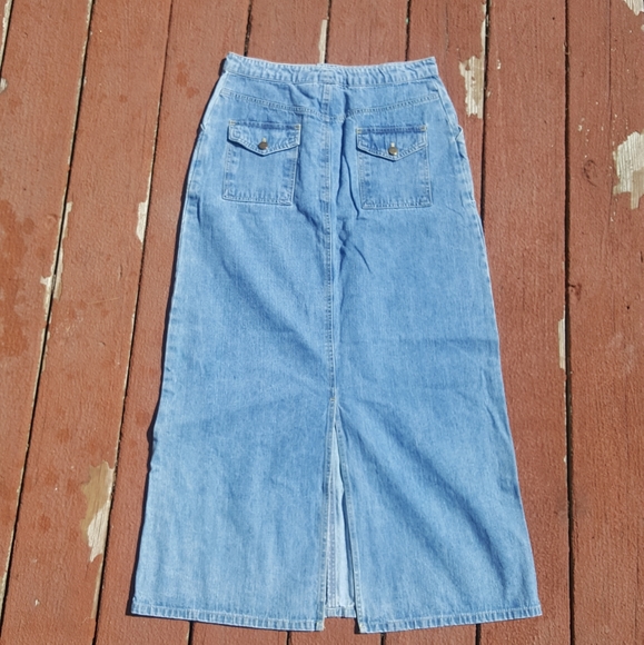 Vintage long denim Prairie jean skirt 8 80s 90s - Picture 6 of 12